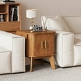 thumbnail image 5 of Pusnapku Bedside Table, 21" Fluted Nightstand with Storage and Sliding Door, Wooden Curved End Table, Small Accent Side Desk for Bedroom, Living Room, 5 of 9