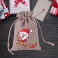 thumbnail image 4 of 5Pcs/Set Goodies Bag Drawstring Dust Proof Imitation Linen Tiny Jute Burlap Christmas Themed Printed Candy Pouch Party Supplies, 4 of 8