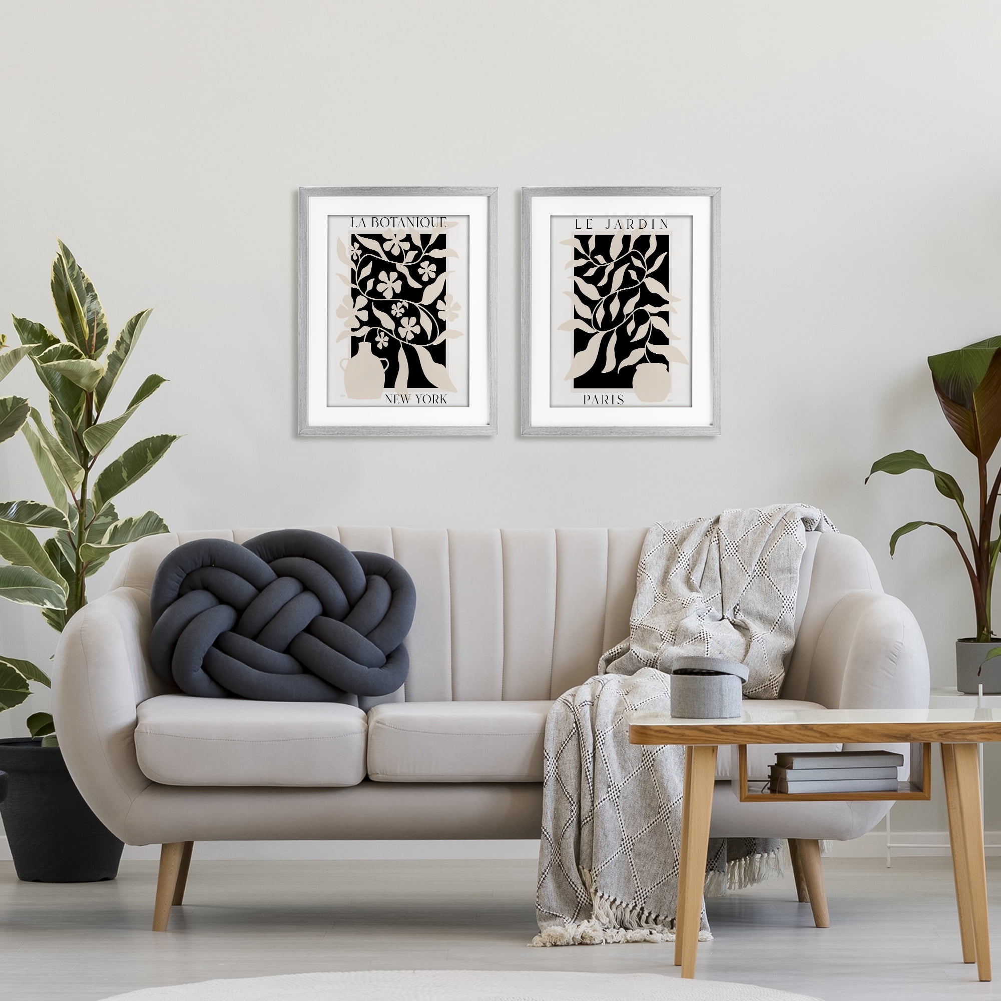 Stupell Industries New York & Paris Botanicals 2 Piece Gray Framed Print Under Glass Set, design by Natalie Carpentieri