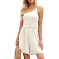thumbnail image 1 of VISgogo Mono sin mangas para mujer con un hombro, piernas sueltas sólidas Decoración plisada Ropa de verano VISgogo  moda, 1 of 5