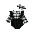 thumbnail image 3 of Biekopu XMAS Kids Baby Girls Clothes Set Plaid Print Long Sleeve Romper and Headband Outfits, 3 of 6