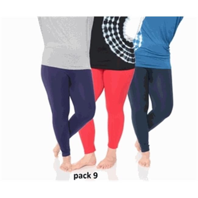 White Mark Universal Womens Plus Size Legging Purple Red Navy One Size Pack Of 3 Multicolor