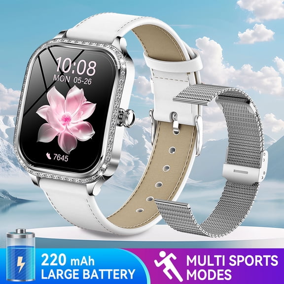 VOPOCO Smart Watches for Women(Answer/Make Call) with Diamonds, 1.75” HD Screen Smartwatch with 100 Sports Modes IP68 Waterproof Ladies Fitness Watch for iOS Android, 2 Bands