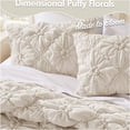 thumbnail image 3 of JERFIT Floral Puffy Comforter Set Queen Full, 3 Piece Ivory Microfiber Bedding Set with Shams, Shabby Chic All Season Duvet Insert, 3 of 10