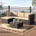 thumbnail image 5 of SUNCROWN 5-Piece Outdoor Patio Sectional Furniture Set, Wicker Modular Conversation Sofa with Coffee Table, Ottoman, and Dark Gray Cushions, All-Weather Rattan Sectional for Backyard, Garden,Brown, 5 of 9