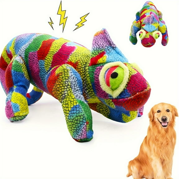 Colorful chameleon lizard Plush Dog Toy- Suitable for Small, Medium, Large Dogs, Squeaky Interactive Plush Toy, Durable and Soft Pet Entertainment ,Dog Chew Toy for Aggressive