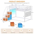 thumbnail image 2 of Low Bunk Bed Twin Over Twin Size with 6 Storage Drawers and LED Lights, Reversible Metal Bunk Beds with 6-Pocket Organizer and Storage Staircase, Twin Loft Bed with High Guardrails, White, 2 of 9