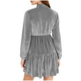 thumbnail image 4 of Mifsaly Velvet Cocktail Dresses for Women Button Down V-Neck Elegant Mini Dress Tunic Flowy Evening Cocktail Party Gowns Trendy Spring Fall Outfits XXL, 4 of 8