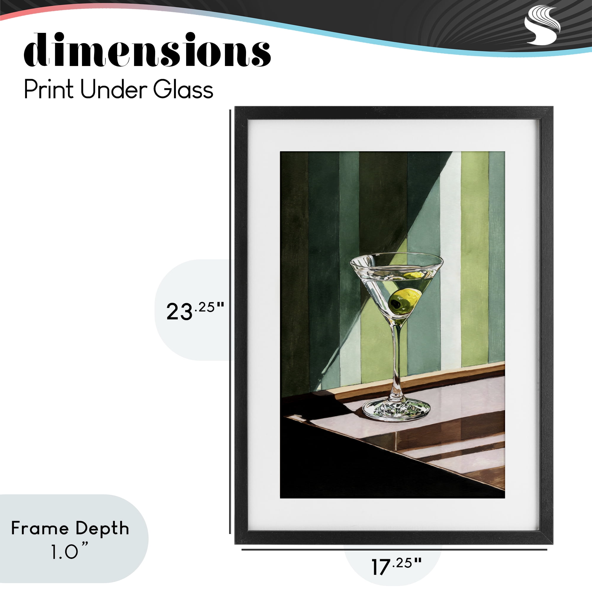 Stupell Industries Olive Martini in Sun Beam Black Framed Print Under Glass, design by Petal Prints Design