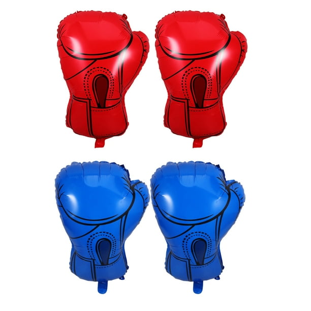 4 globos de guante de boxeo para cumpleaños: decoraciones para fiestas con temática de lucha libre - Globos inflables de alta elasticidad - Artículos para fiestas en interiores y exteriores