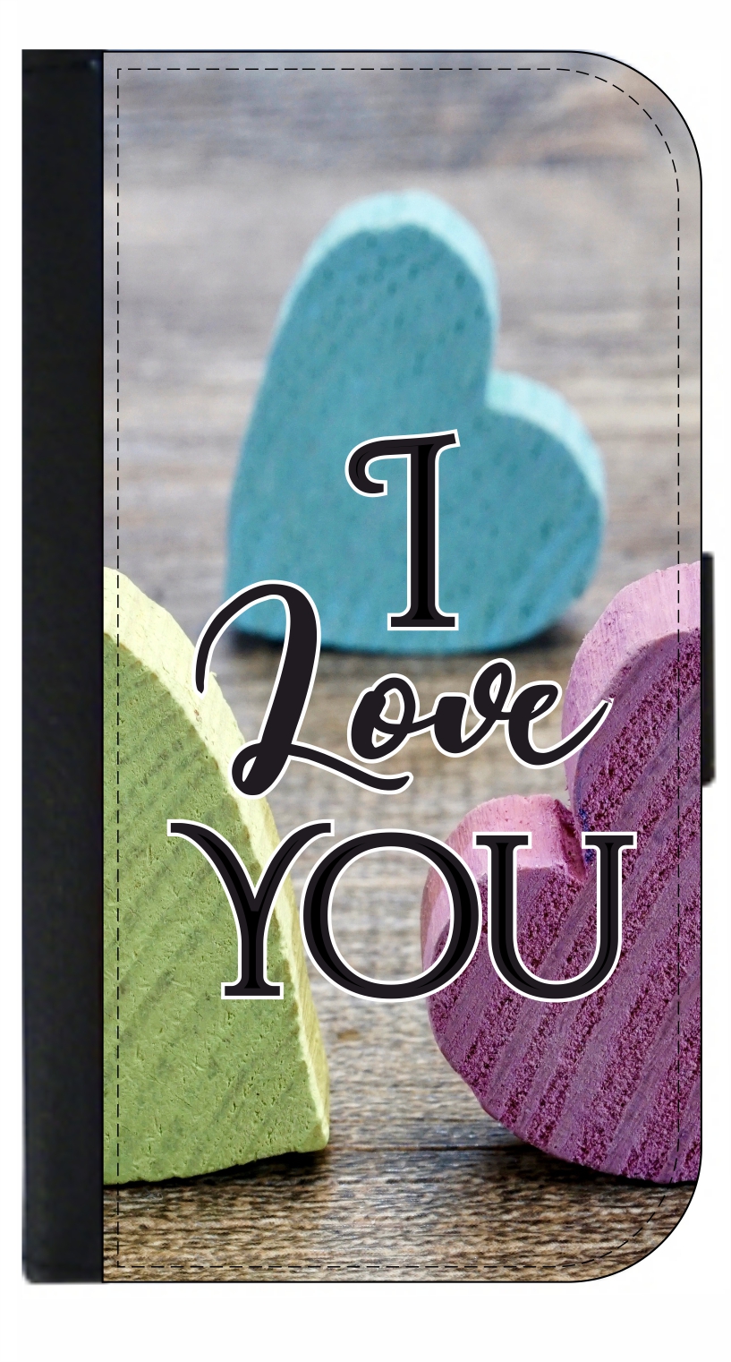 I Love You - Wood Print Hearts - Galaxy s10p Case - Galaxy s10 Plus Case - Galaxy s10 Plus Wallet Case - s10 Plus Case Wallet - Galaxy s10 Plus Case Wallet - s10 Plus Case Flip Cover - image 1 of 3
