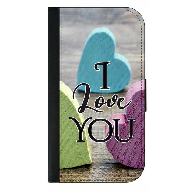 I Love You - Wood Print Hearts - Galaxy s10p Case - Galaxy s10 Plus Case - Galaxy s10 Plus Wallet Case - s10 Plus Case Wallet - Galaxy s10 Plus Case Wallet - s10 Plus Case Flip Cover