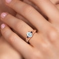 thumbnail image 4 of Gem Stone King 18K Rose Gold Plated Silver Sky Blue Aquamarine and Blue Sapphire 3 Stone Engagement Ring for Women | 1.29 Cttw | Oval 8X6MM | Round 2MM | Gemstone March Birthstone | Size 9, 4 of 6