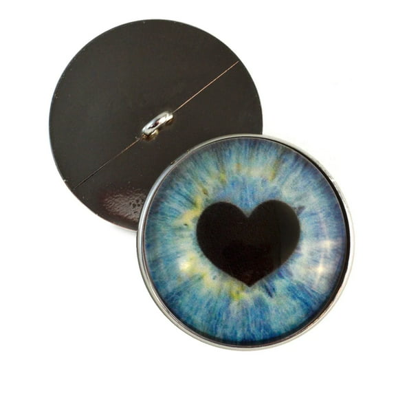 Light Blue Heart Pupil Sew-On Button Glass Eyes