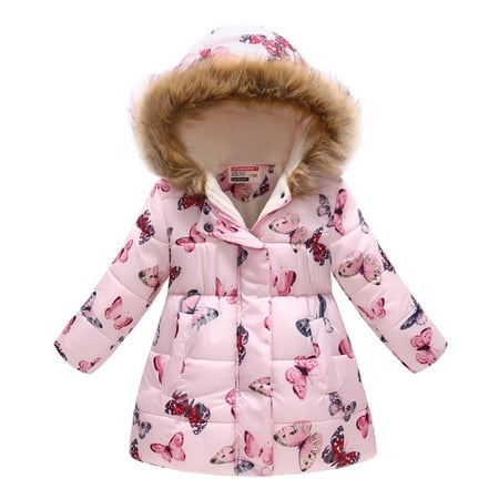 

aoksee toddler jacket Clearance Toddler Baby Floral Print Jacket Parkas Hoodies Tops For Kids Winter Thick Warm Windproof Coat Outwear Jackets Coats gift for Baby Boys Girls Winter