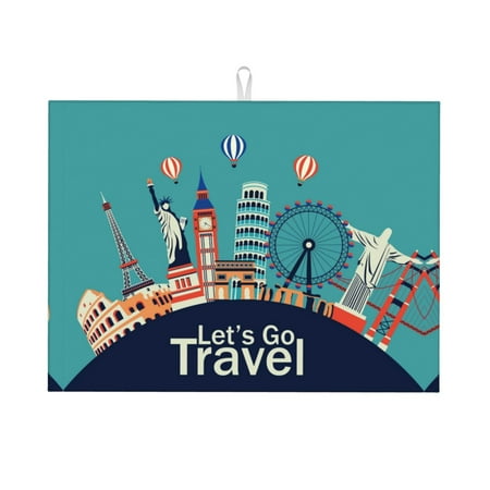 

Dish Drying Mats for Kitchen Counter - Let s go Travel 18x24in Dish Drying Pad Coffee Mat with Hanging Loop Super Absorbent Kitchen Counter Mat Coffee Bar Accessories
