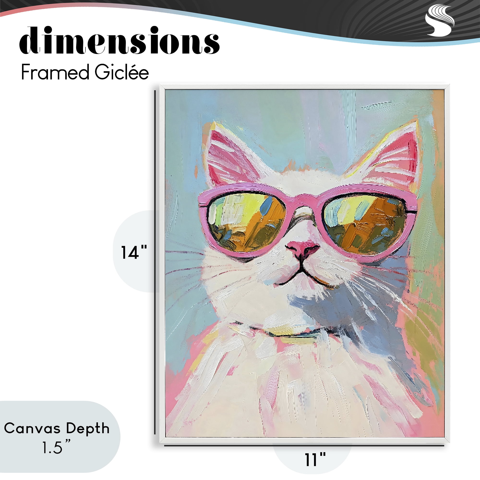 Stupell Industries Cool Cat in Sunglasses White Framed Giclee Art, design by The Prints Vibe