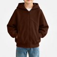 thumbnail image 2 of Piuwrlz Boys Hoodies with Pockets Hood Fall Winter Zipper Casual Sweatshirts Brown Size 9 Years, 2 of 10