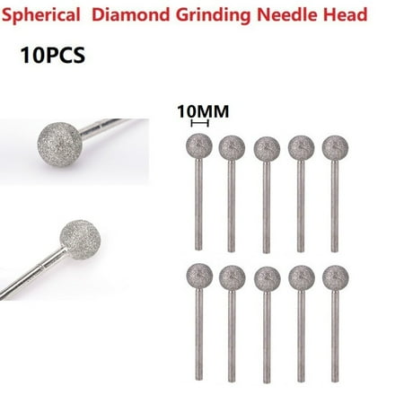 

Geege 10Pcs Diamond Round Ball Burr Drill Bit Set For Carving Engraving Drilling 4-12Mm