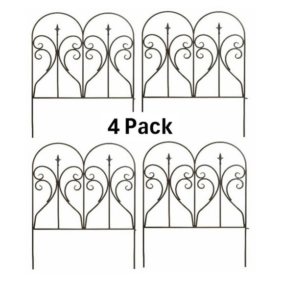 Panacea 87405-4, Set of 4 Steel Garden Border Edging Panels, Scroll & Finial, Black, 31" H