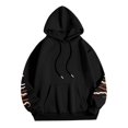 thumbnail image 5 of Wang6 Christmas Hoodies for Women Plus Size Funny Back Merry Christmas Letter Print Hooded Sweatshirts Long Sleeve V Neck Xmas Holiday Party Graphic Pullovers Tops with Pocket X_Black M, 5 of 8