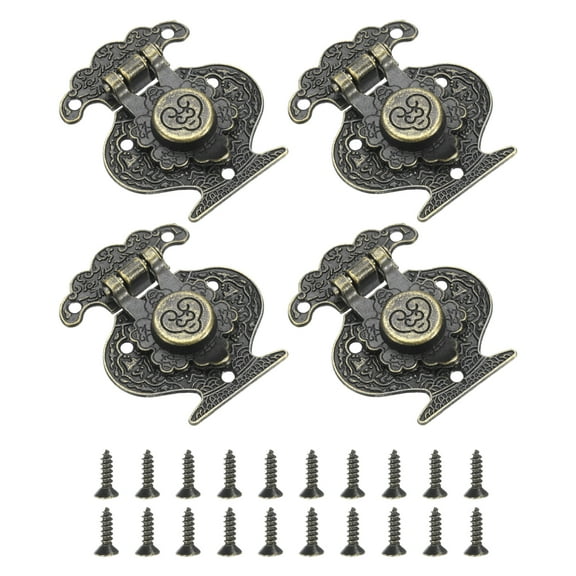 Uxcell 4 Pack Hasp Clasp Latch Lock, 46 x 38mm Decorative Retro Toggle Latch, Bronze