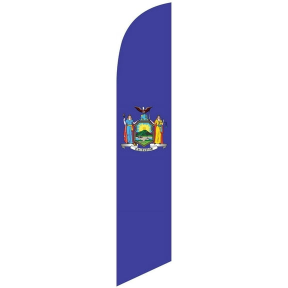 New York State Outdoor Feather Banner Swooper Flag Sign with 15 Foot Flag Pole Kit and Ground Stake