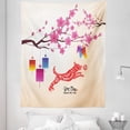 thumbnail image 1 of Year of the Dog Tapestry, Plum Blossom Branches with Canine with Ornamental Leaves Pattern, Fabric Wall Hanging Decor for Bedroom Living Room Dorm, 5 Sizes, Multicolor, by Ambesonne, 1 of 1