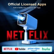 [Netflix Ready] Smart Projector with WiFi and Bluetooth, 4K 1080P Support, Electric Focus & Auto Keystone, Rotatable & Height-Adjustable Stand, Max 250 Screen