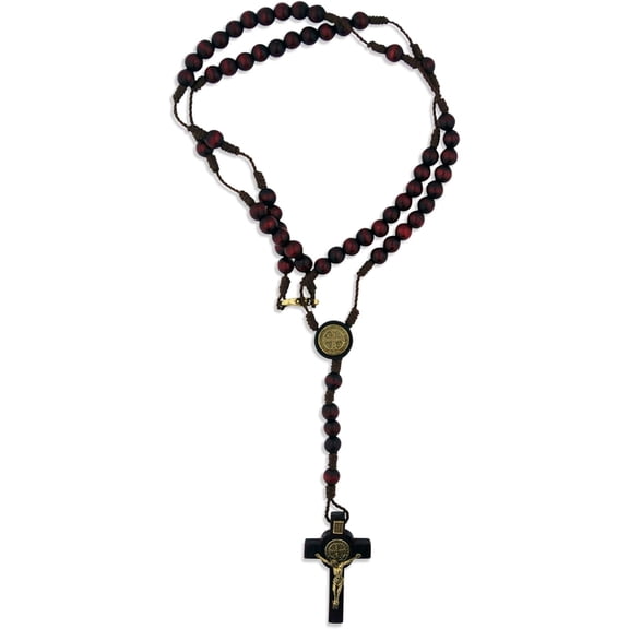 Collier Chapelet en Bois St. Benedict avec Fermoir