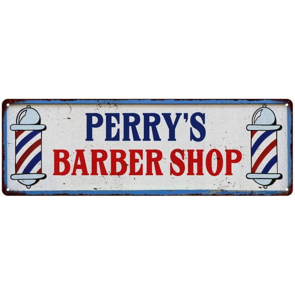 PERRY'S Barber Shop Hair Salon Gift Metal Sign Retro 6x18 206180031376