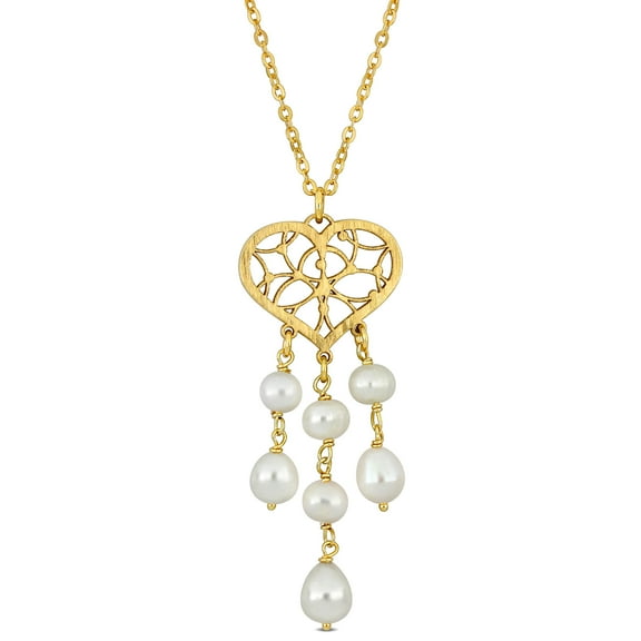 Everly Women's Cultured Pearl Yellow Gold Plated Necklace