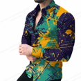 thumbnail image 1 of Camisas hawaianas a rayas, camisas de moda para hombre, blusas playeras de manga larga, camisas de rejilla, ropa para hombre, blusas con cuello vuelto, 1 of 6