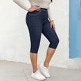 thumbnail image 5 of Fmbrln Womens Capri Jeans Pants Elastic Waisted Slim Tapered Summer Pants Fashion Casual Solid Color Cropped Pants, 5 of 9