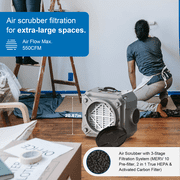 Abestorm Air Scrubber Commercial Stackable Negative Air Machine with 3-Stage Filtration, MERV-10 Filter, HEPA/Activated Carbon Filter