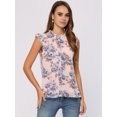 thumbnail image 3 of Blusas sin mangas con volantes para mujer Blusa floral de verano con cuello levantado y volantes Rosa S, 3 of 5