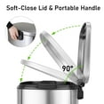 thumbnail image 6 of Arlopu Step Trash Can Combo Set, 13.2 Gallon & 1.3 Gallon, Stainless Steel Garbage Bin with Foot Pedal for Kitchen, Home, Office, Soft-Close Lid, 6 of 7