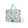thumbnail image 7 of FORMRS Womens Corduroy Tote Bag Crossbody Shoulder Handbag with Pocket, Green Cute Rabbits, 7 of 7