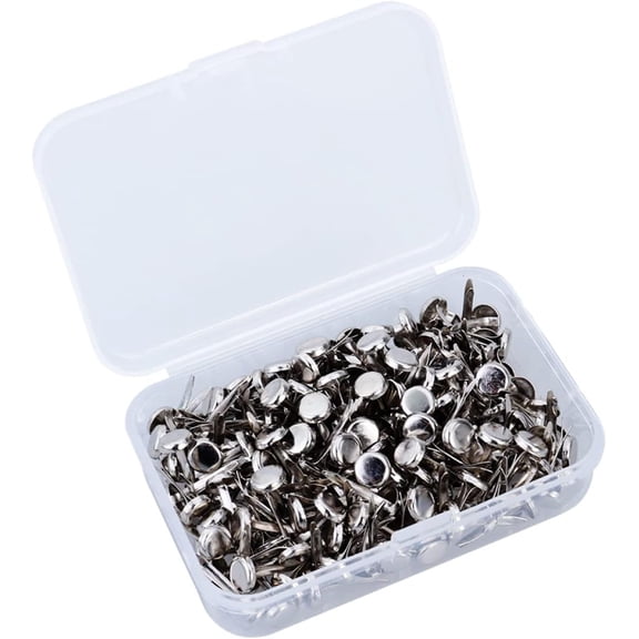 Metal Brads 200pcs Craft Brads Crafts Mini Fastener Scrapbooking Pastel Round Fasteners for Paper with Electroplating DIY Silver Storage Making Metal Brad Paper Fasteners Brads