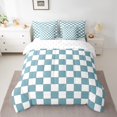 thumbnail image 2 of Erosebridal White Blue Checkered King Comforter Set With Sheets 7 Piece Buffalo Plaid Grid Bedding Set With Sheets Teen Men Checkerboard Bed In A Bag Aesthetics Gingham Bed Set, 2 of 5