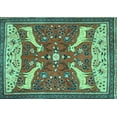 thumbnail image 1 of Ahgly Company Machine Washable Indoor Rectangle Animal Turquoise Blue Traditional Area Rugs, 8' x 12', 1 of 4