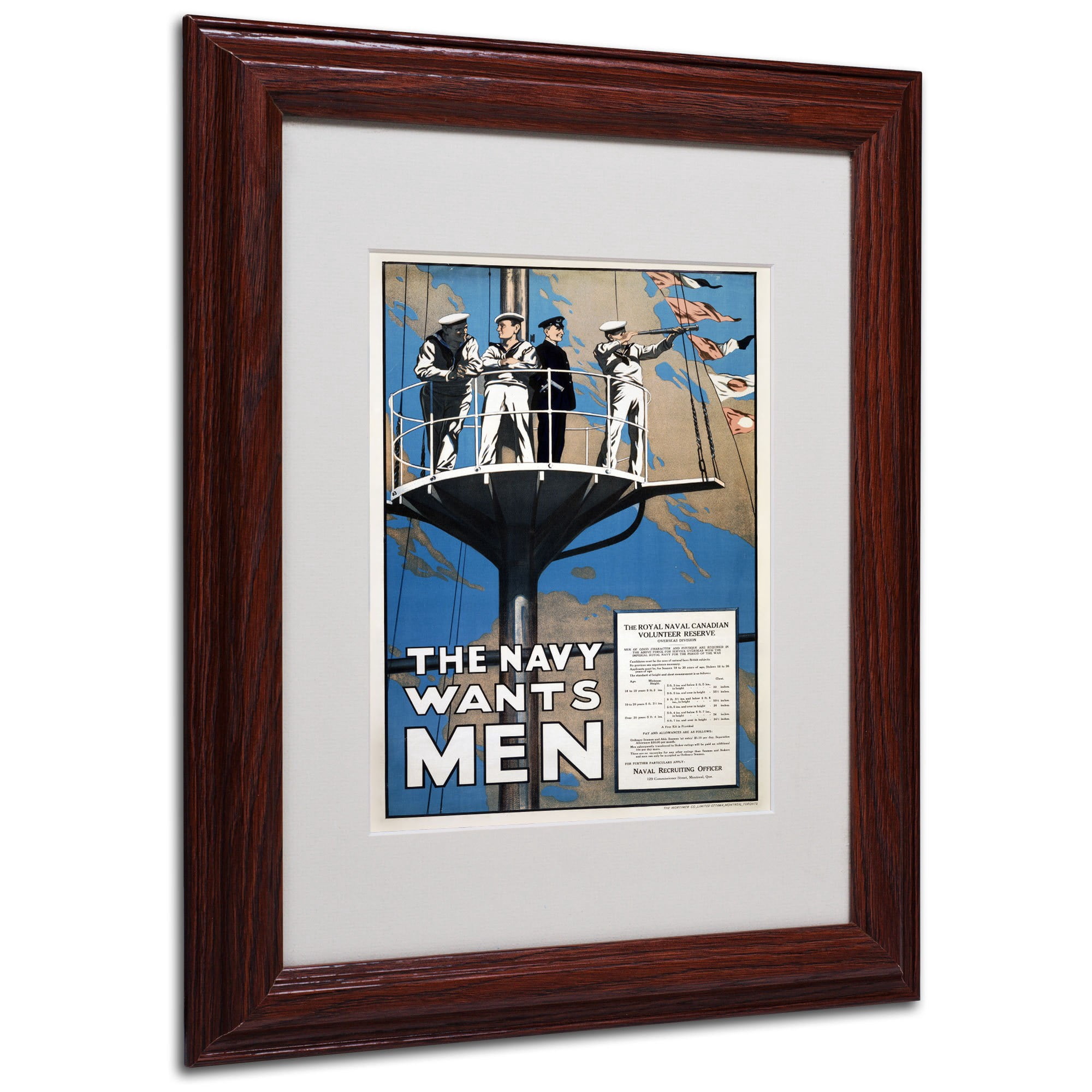 Trademark Fine Art "Recruitment Poster for the Canadian Navy" Canvas Art, Wood Frame