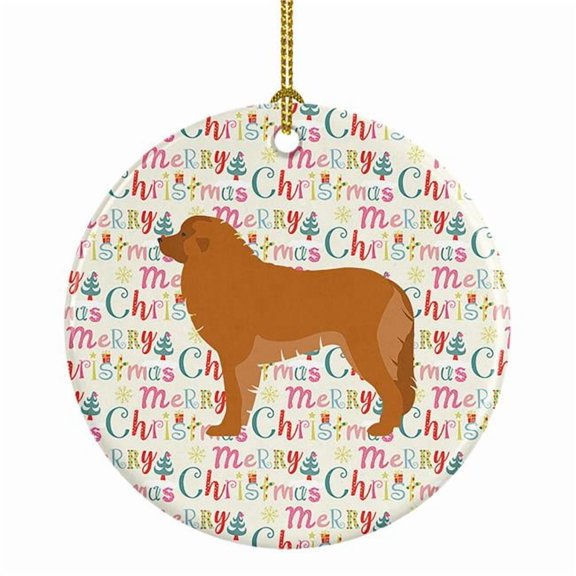 Leonberger Merry Christmas Ceramic Ornament 2.8 in x 2.8 in