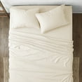 thumbnail image 3 of Noble Linens 4 Piece Ivory Striped Embossed Bed Sheet Set, King, 3 of 11