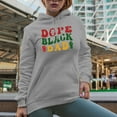 thumbnail image 2 of Dope Black Dad, Groovy Retro Wavy Text Merch Gift, Heather Grey Hooded Sweatshirt or Hoodie, XL, 2 of 5