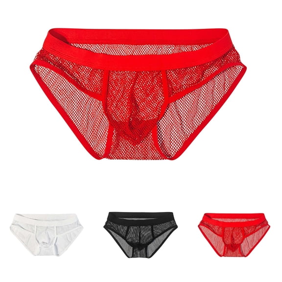 SGFCWSX Men's Sheer Mesh Briefs** Red M