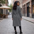 thumbnail image 4 of Women’s Long Sleeve Double Breasted Notched Lapel Wool Blend Overcoat with Classic Tailored Fit for Office and Casual Wear Gray M, 4 of 4