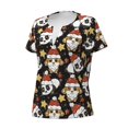 thumbnail image 2 of Goofa Cute Dog Panda Pattern Womens Deep V Neck Low Cut Tops Casual Summer Short Sleeve Ribbed Knit T-Shirts-XX-Large, 2 of 5