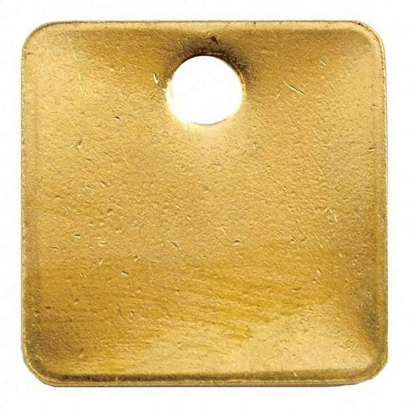 Blank Tag, Brass, 1 in H x 1 in W, Yellow, Square, 100 PK