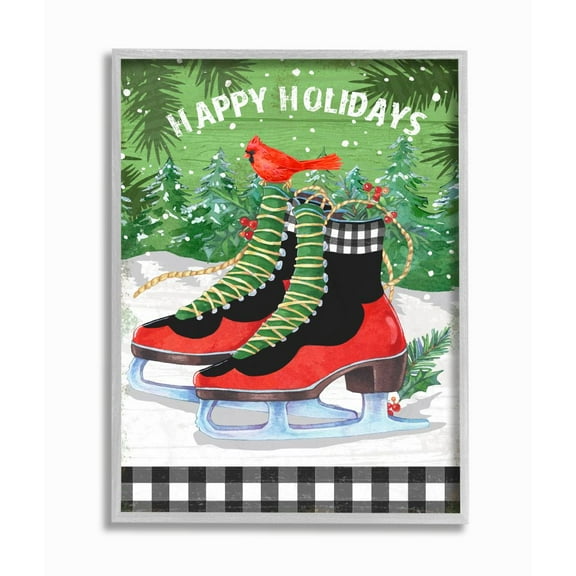 Stupell Industries Traditional 'Happy Holidays' Winter Season Skating Design Designed by Andrea Tachiera